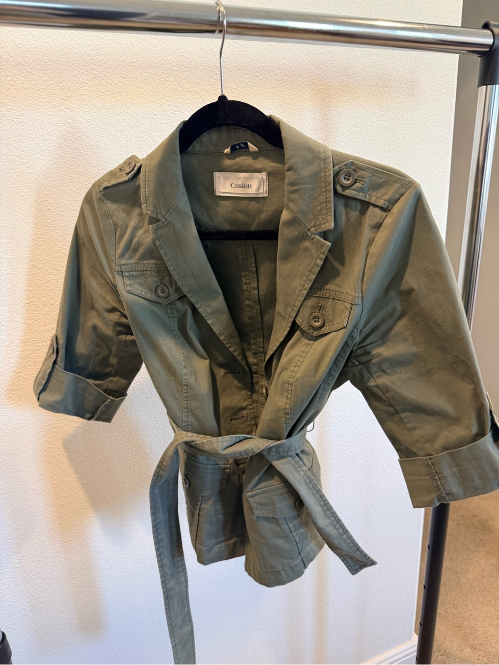 Ocasion Olive Utility Jacket with Tie Belt